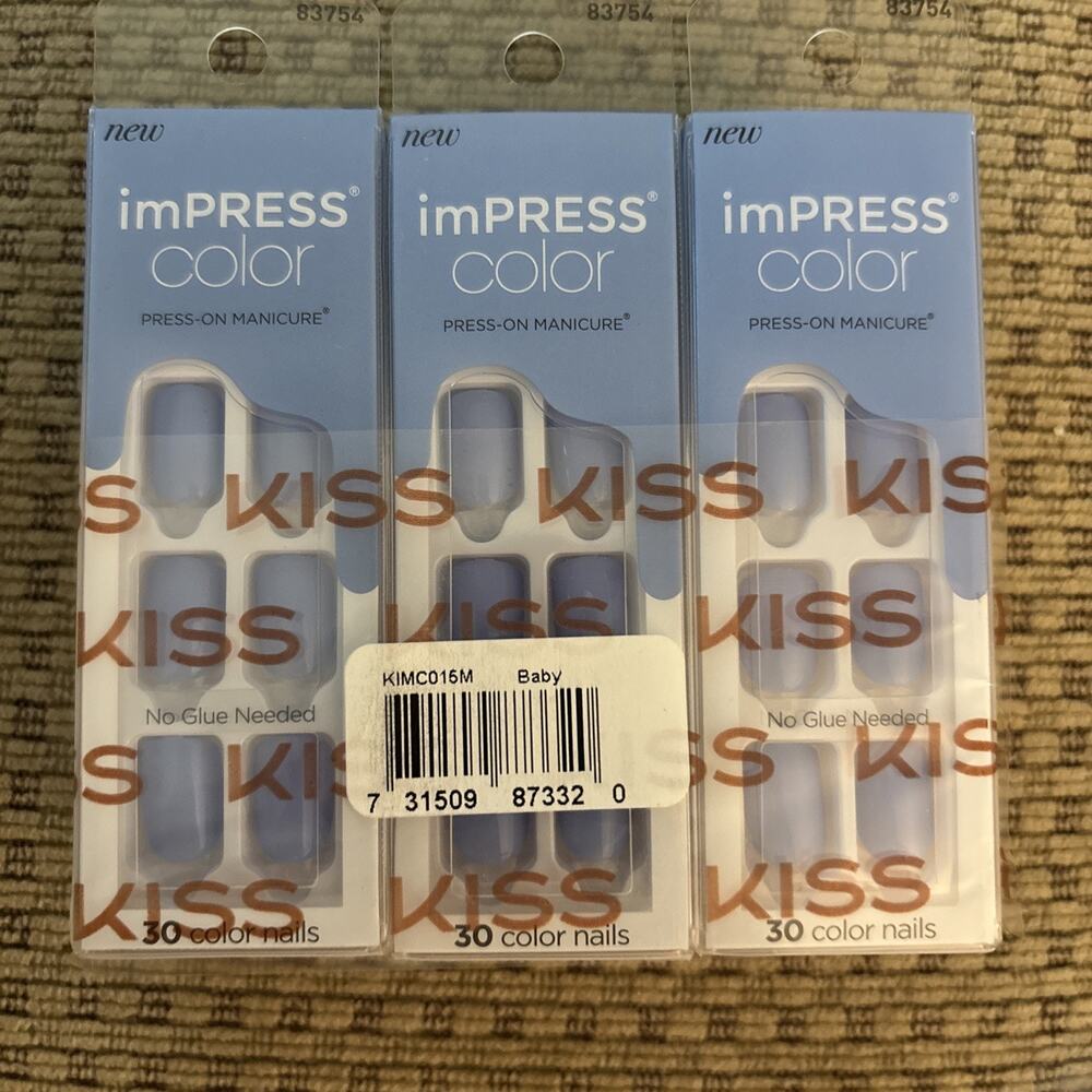 3 KISS Nails imPRESS Color Press-On Nails Blue Sky MATTE